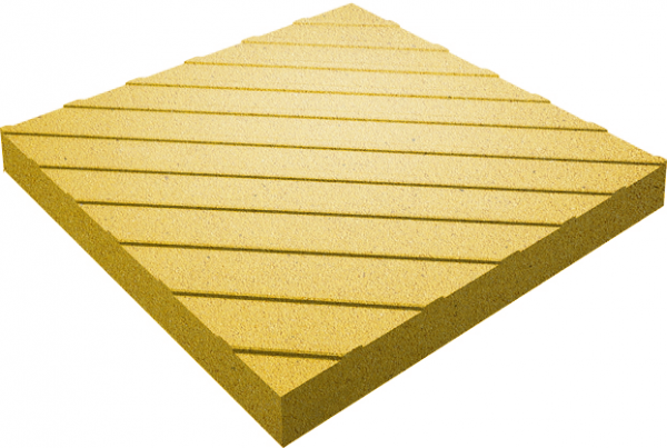 Тактильная плитка 300х300х60 мм диагональные рифы, желтая