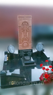 Мемориальный комплекс с резным крестом из туфа собственное производство #1