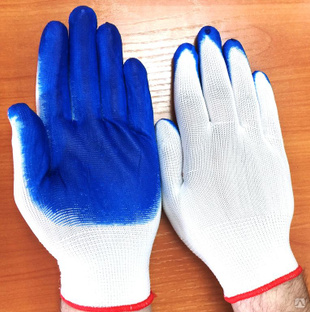 Перчатки нейлоновые с нитриловым покрытием (Китай) синий, 