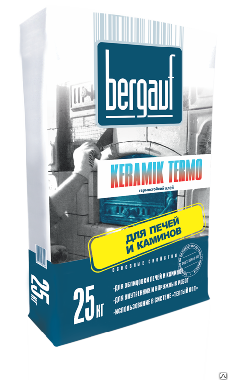 Клей облицовки печей Keramik Termo 25 кг Bergauf (56шт)
