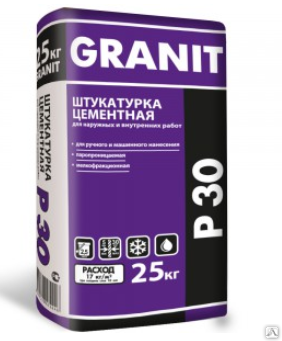 Штукатурка МАШИННОГО НАНЕСЕНИЯ цементная GRANIT Р 30 внутр.наруж.раб ...
