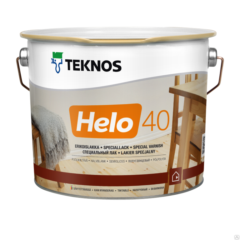 Лак Teknos (Текнос) HELO 40, полиуретановый, полуглянцевый 0,9л