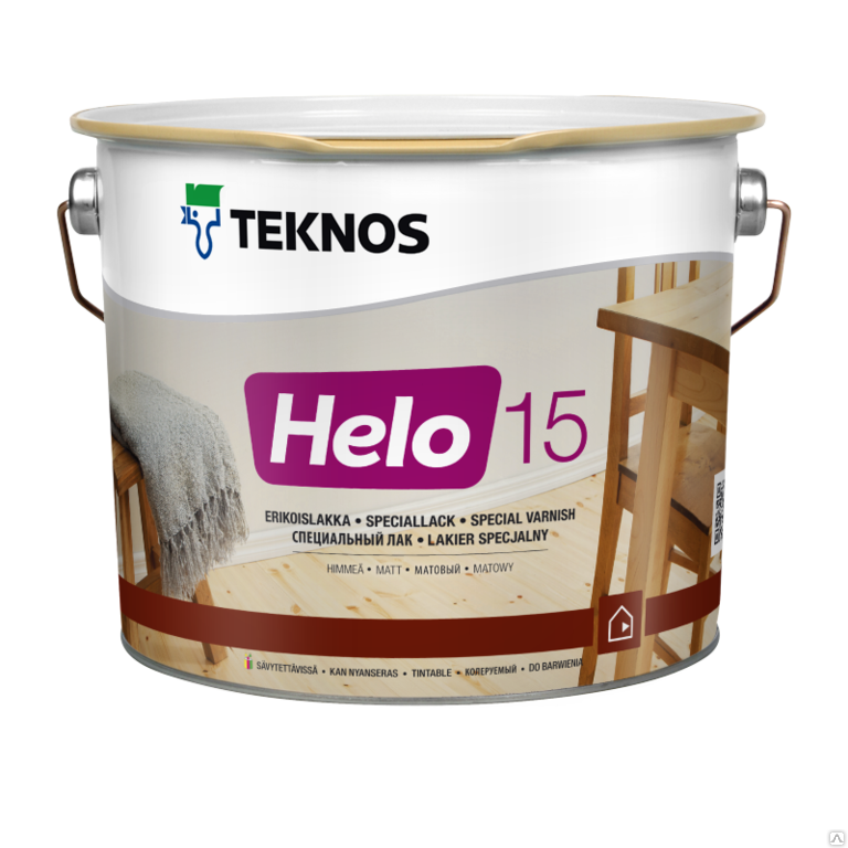 Лак Teknos (Текнос) HELO 15, полиуретановый, матовый 0,9л