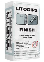 Финишная шпаклевка LITOGIPS FINISH, мешок, 15 кг, LITOKOL
