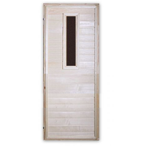 Дверь глухая из липы Кат. А (1700х700) со стеклом Банный Мир