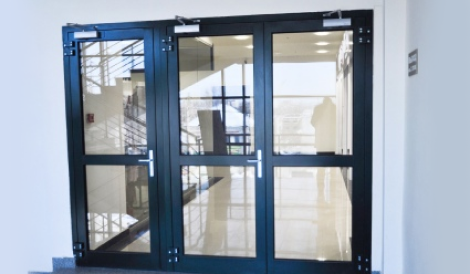 Дверь алюминиевая одинарная базальтово-серая, 800х2100 мм