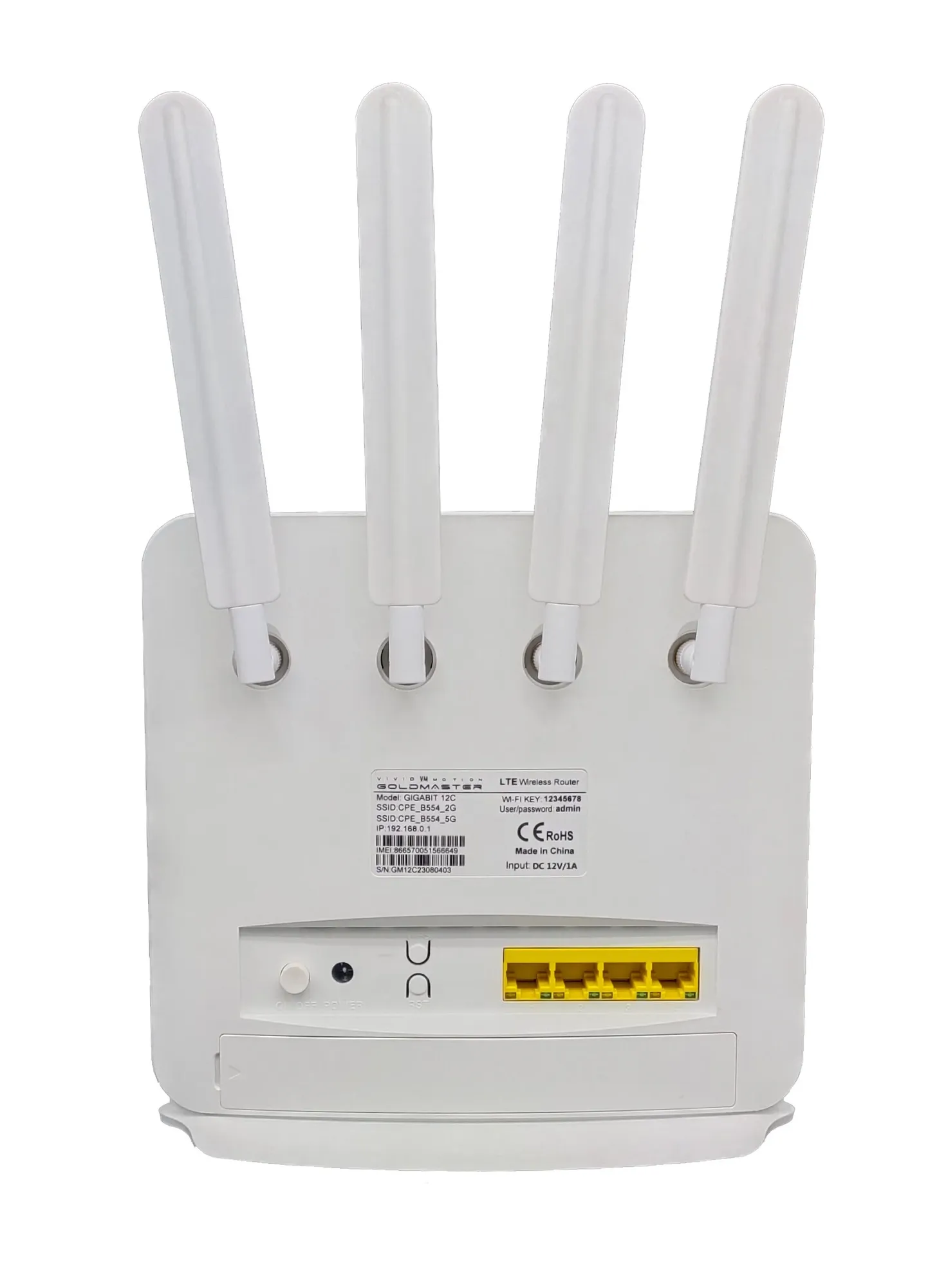 Роутер 4G Wi-Fi GIGABIT 12C, cat. 12, 2,4 + 5 ГГц, 2 разъема SMA для внешней антенны 3
