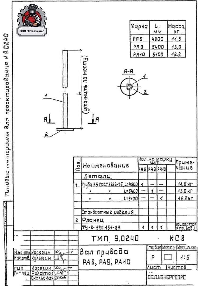 Вал привода РА-6 (ТМП 9.0240 КС8)