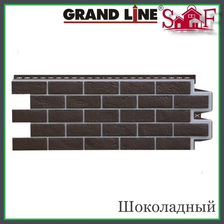 Фасадная панель Grand Line "Состаренный кирпич Премиум" Шоколад 0,39 м2
