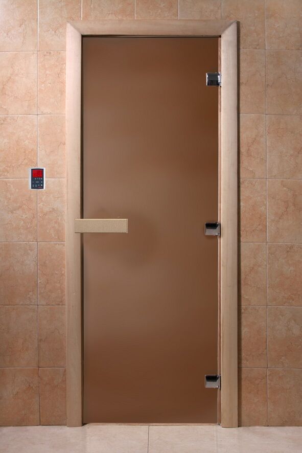 Дверь для сауны Везувий Бронза матовая 1900х700 коробка хвоя (8мм, 3 петли)
