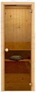 Дверь для сауны DoorWood (ДорВуд) "Бронза" 1900х700, 6мм, 2 петли, коробка хвоя 