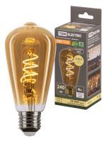 Лампа светодиодная «Винтаж» золотистая ST64 (со спиралью), 4 Вт, 230 В, 2700 К, E27 (конус) TDM ELECTRIC SQ0340-0344