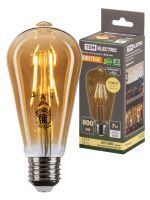 Лампа светодиодная «Винтаж» золотистая ST64, 7 Вт, 230 В, 2700 К, E27 (конус) TDM ELECTRIC SQ0340-0343