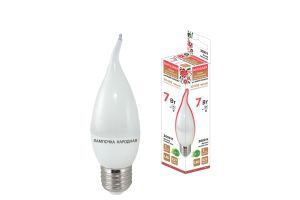Лампа светодиодная WFC37-7 Вт-230 В -3000 К–E27 (свеча на ветру) Народная TDM ELECTRIC SQ0340-1546
