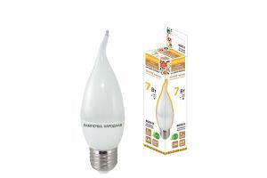 Лампа светодиодная WFС37-7 Вт-230 В -4000 К–E27 (свеча на ветру) Народная TDM ELECTRIC SQ0340-1547