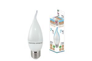 Лампа светодиодная WFС37-7 Вт-230 В -6500 К–E27 (свеча на ветру) Народная TDM ELECTRIC SQ0340-1548