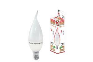 Лампа светодиодная WFC37-7 Вт-230 В -3000 К–E14 (свеча на ветру) Народная TDM ELECTRIC SQ0340-0191