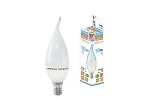 Лампа светодиодная WFС37-10 Вт-230 В -6500 К–E14 (свеча на ветру) Народная TDM ELECTRIC SQ0340-1602