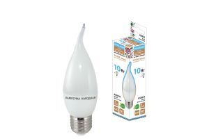 Лампа светодиодная WFС37-10 Вт-230 В -6500 К–E27 (свеча на ветру) Народная TDM ELECTRIC SQ0340-1603