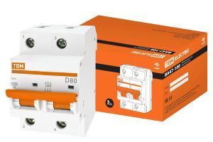 Автоматический выключатель ВА47-100 2Р 80А 10кА х-ка D TDM ELECTRIC SQ0207-0021 Авт. выкл. ВА47-100 2Р 80А 10кА х-ка D T