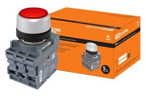 Кнопка с фиксацией MP2-21R (LED) в сборе d22мм/24В 1з+1р красная TDM ELECTRIC SQ0747-0025 Кнопка с фиксацией MP2-21R(LED