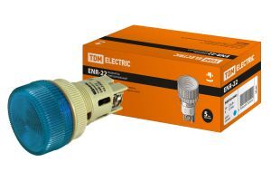 Лампа ENR-22 сигнальная d22мм синий неон/230В цилиндр TDM ELECTRIC SQ0702-0042