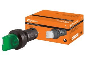 Переключатель на 2 положения с фиксацией SB7-CK2361-24V короткая ручка (LED) d22мм 1з зеленый TDM ELECTRIC SQ0746-0054 П