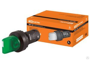 Переключатель на 2 положения с фиксацией SB7-CK2365-24V короткая ручка (LED) d22мм 1з+1р зеленый SQ0746-0060 TDM ELECTRI 