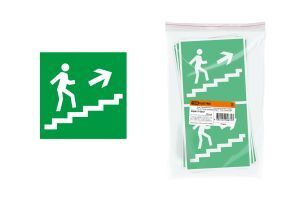 Знак "Направление к эвакуационному выходу (по лестнице направо вверх) " 150х150мм TDM ELECTRIC SQ0817-0047 Знак "Направл