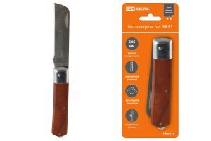 Нож электрика НЭ-01, 205 мм, деревянная рукоятка "МастерЭлектрик" TDM ELECTRIC SQ1003-0105