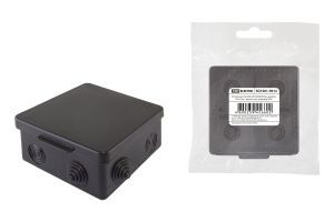 Распаячная коробка ОП 80х80х50мм, крышка, IP54, 7вх., черная, инд. штрихкод TDM ELECTRIC SQ1401-0912