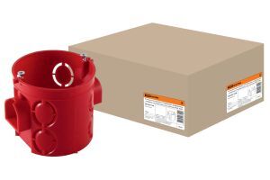 Установочная коробка СП D68х62мм, углубленная, саморезы, стыковочные узлы, красная, IP20, TDM ELECTRIC SQ1402-1106
