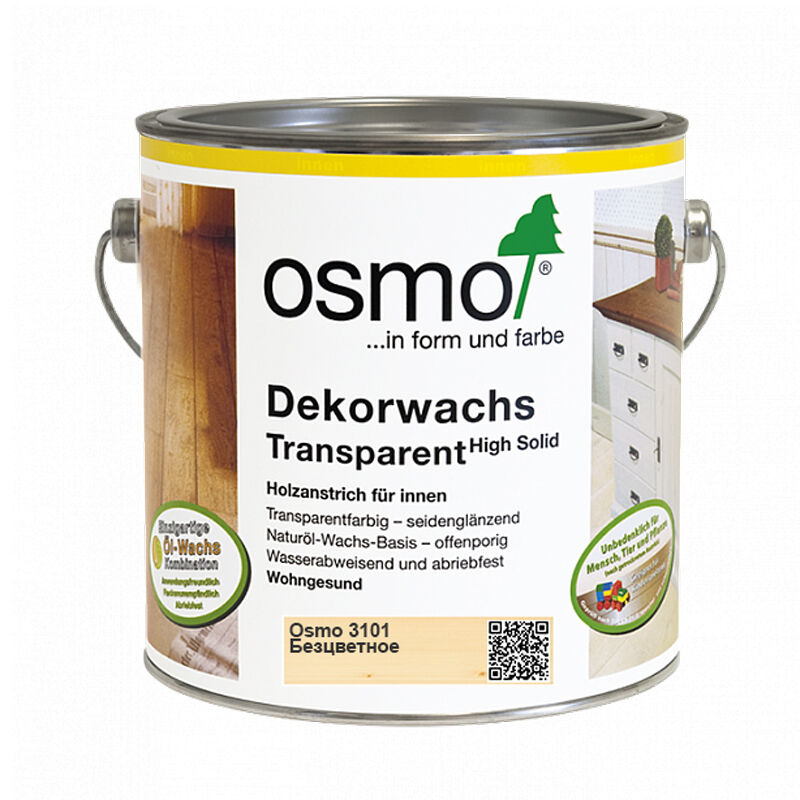 Масло цветное, прозрачное Osmo 3101 Dekorwachs Transparente Tone 125 мл. (Бесцветное, шелковисто-матовое)