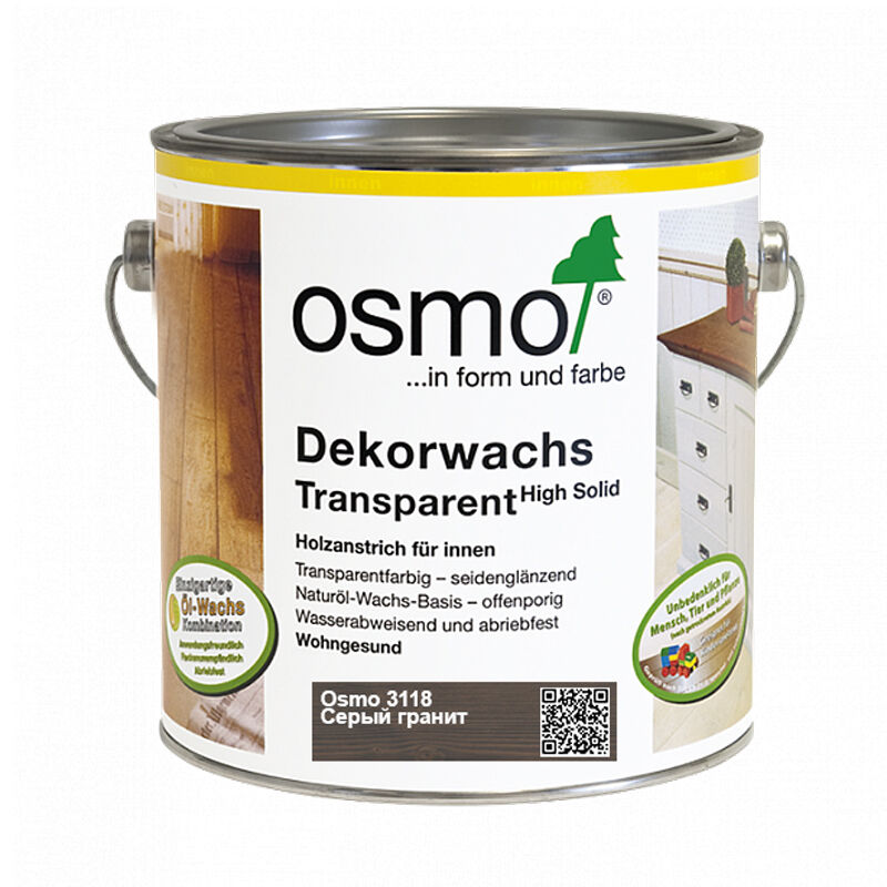 Масло цветное, прозрачное Osmo 3118 Dekorwachs Transparente Tone 2500 мл. (Серый гранит)