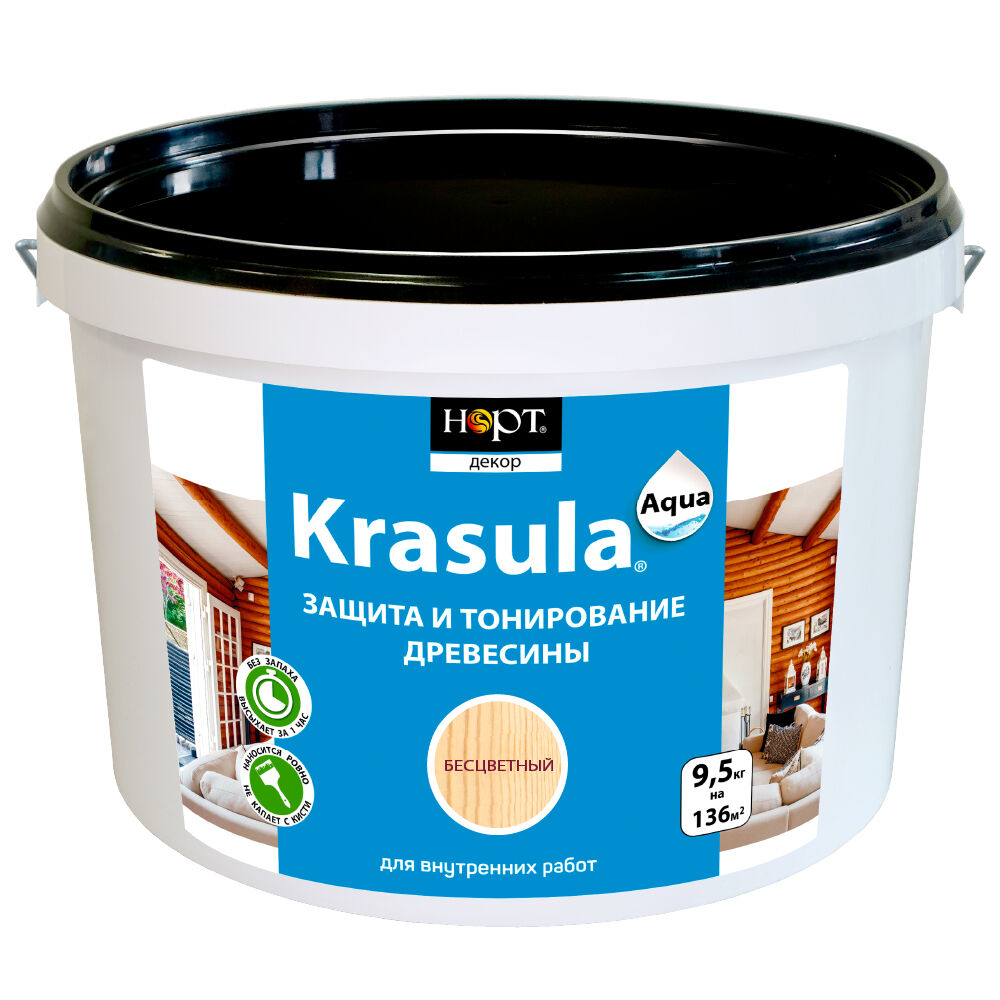 Защитно-декоративный состав на водной основе KRASULA aqua 9,5 кг