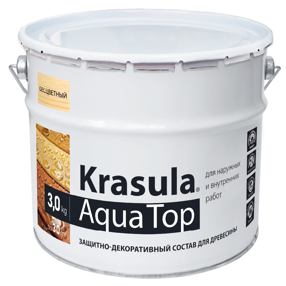 Защитно-декоративный состав на водной основе Krasula Aqua Top 3 кг