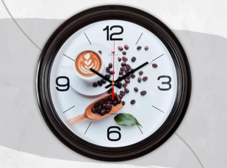 Часы настенные круг d=35см, корпус темно-коричневый "Любителям кофе" "Рубин"