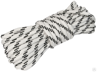 Веревка плетеная с сердечником 12 мм х 15 м, белая с черной нитью, моток MAESTRO 