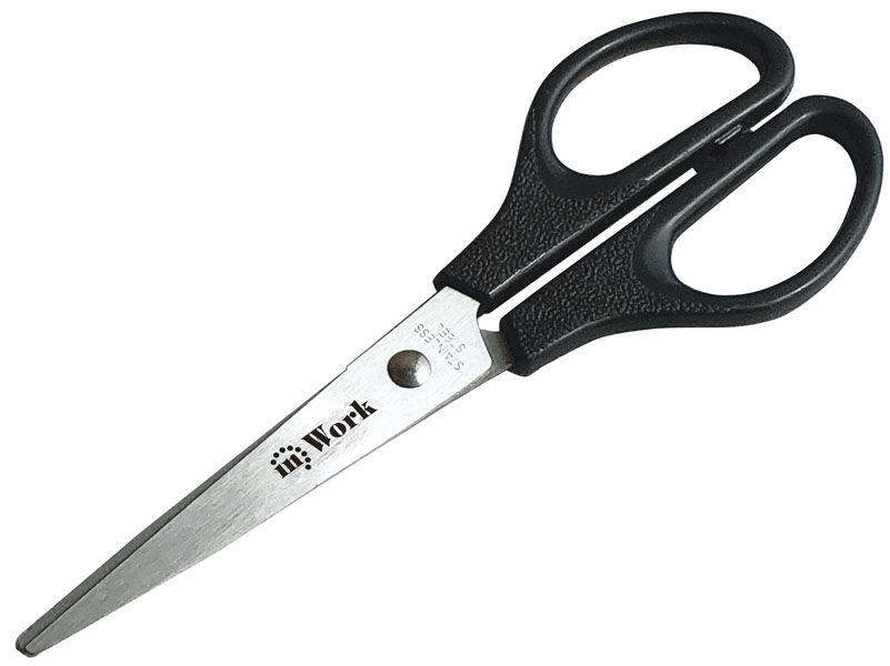 Ножницы бытовые L 170 мм, нержавеющая сталь, пластиковые ручки, InWork