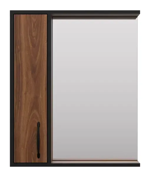 Зеркало с шкафчиком «Misty» Кедр 60 без света черный, орех левый
