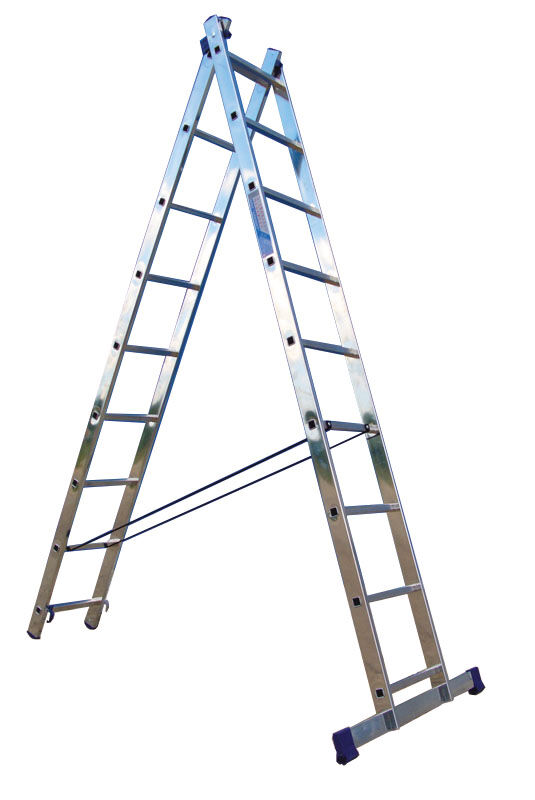 Лестница двухсекционная Hardax универсальная алюминиевая 8 ступеней 233/374 см