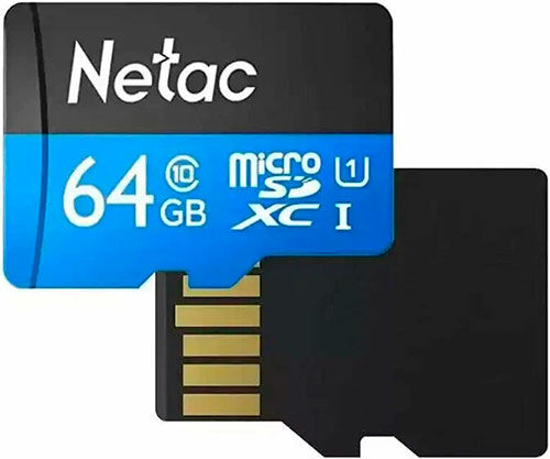 Карта памяти microSD Netac P500, 64 GB + адаптер (NT02P500STN-064G-R) P500 64 GB + адаптер (NT02P500STN-064G-R)