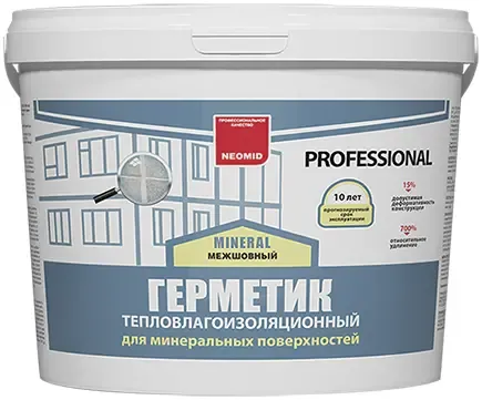 Герметик тепловлагоизоляционный Неомид Mineral Professional Межшовный 15 кг серый