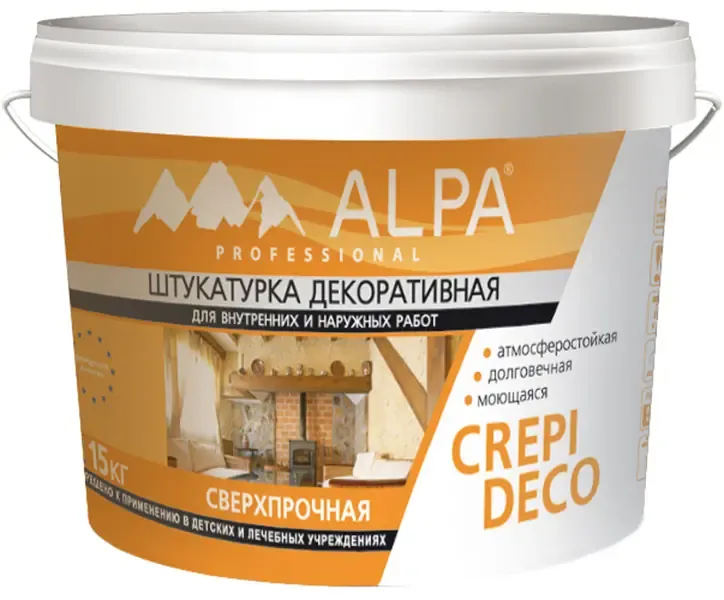 Штукатурка декоративная сверхпрочная атмосферостойкая Alpa Crepi Deco 15 кг 1.5 мм