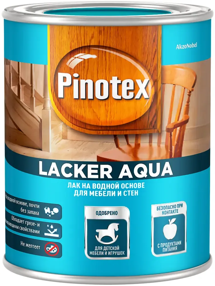 Лак на водной основе для мебели и стен Пинотекс Lacker Aqua 2.7 л глянцевый