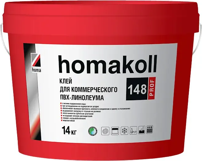 Клей для коммерческого ПВХ линолеума Homa koll Prof 148 14 кг