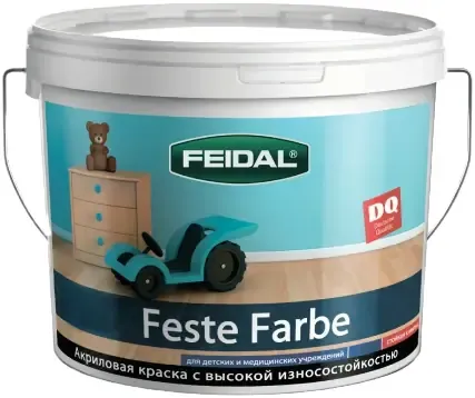 Акриловая моющаяся антивандальная краска Feidal Feste Farbe 9.3 л бесцветная база 2