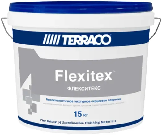Текстурное суперэластичное покрытие на акриловой основе Terraco Flexitex 15 кг белое база Pastel