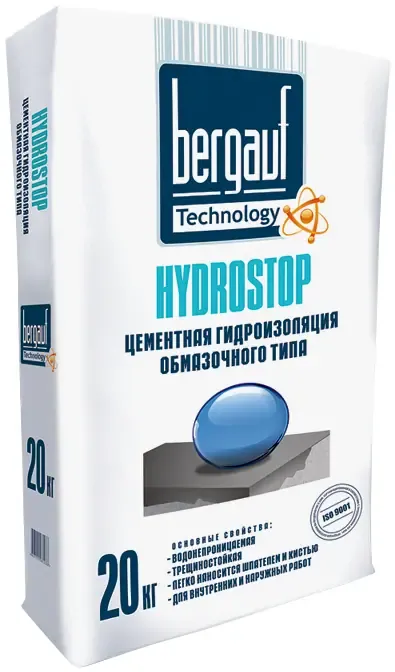 Цементная гидроизоляция обмазочного типа Bergauf Hydrostop 20 кг