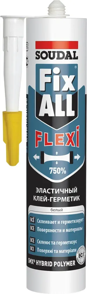 Эластичный гибридный клей герметик Soudal Fix All Flexi 290 мл белый